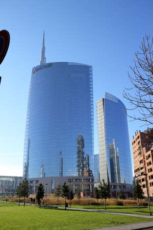 Milan, Italy, 12/24/2018: Modern skyscrapers in the city of Milanのeditorial素材