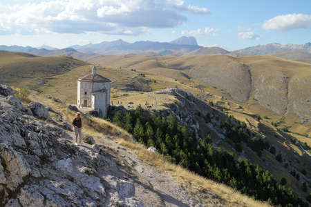 Santo Stefano di Sessanio, Italy - 08/23/2020: Rocca Calascio near the town of Santo Stefano di Sessanio in the province of L'Aquilaのeditorial素材