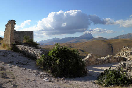 Santo Stefano di Sessanio, Italy - 08/23/2020: Rocca Calascio near the town of Santo Stefano di Sessanio in the province of L'Aquilaのeditorial素材