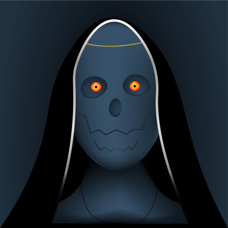 Scary devil nun face in vector