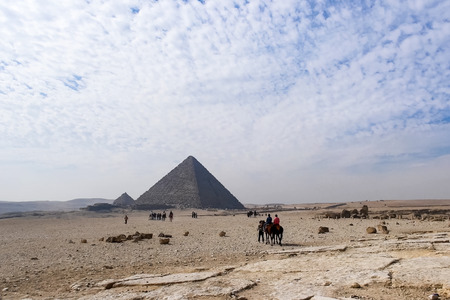 Giza Museum Complex, Egypt - 27 August 2017: Pyramids of giza. Great pyramids of Egypt. The seventh wonder of the world. Ancient megalithsのeditorial素材