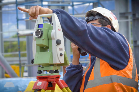Moscow, Russia - May 22, 2018: Workers in helmets on the construction site. Construction worksのeditorial素材