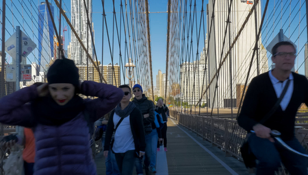New York, USA - June 20, 2015: Walking through the streets of New York, Manhattan. The life of New York in the afternoon. Streets and city buildings.のeditorial素材