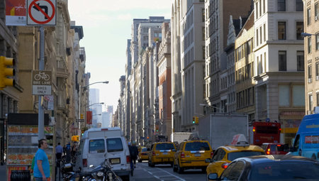 New York, USA - June 20, 2015: Walking through the streets of New York, Manhattan. The life of New...
