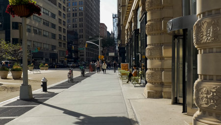 New York, USA - June 20, 2015: Walking through the streets of New York, Manhattan. The life of New...