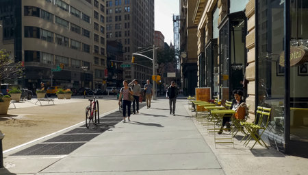 New York, USA - June 20, 2015: Walking through the streets of New York, Manhattan. The life of New...