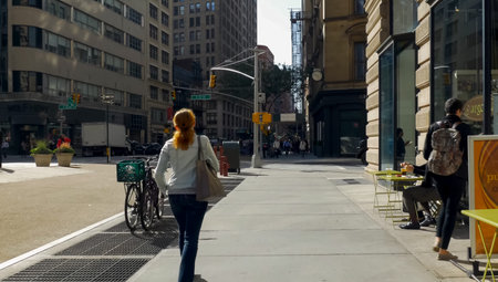 New York, USA - June 20, 2015: Walking through the streets of New York, Manhattan. The life of New...