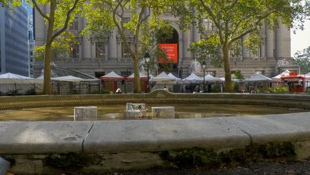 New York, USA - June 20, 2015: Walk in the park. Park in new york. The life of New York in the afternoon. Streets and city buildings.のeditorial素材