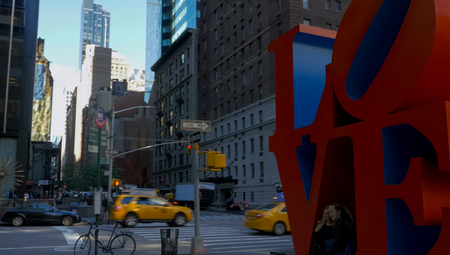 New York, USA - June 20, 2015: Walking through the streets of New York, Manhattan. The life of New York in the afternoon. Streets and city buildings.のeditorial素材