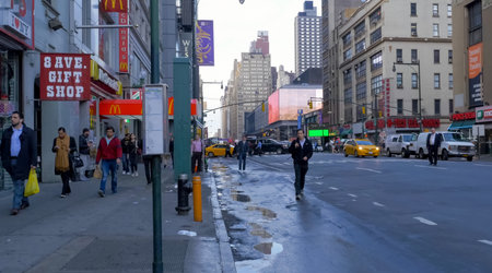 New York, USA - June 20, 2015: Walking through the streets of New York, Manhattan. The life of New...