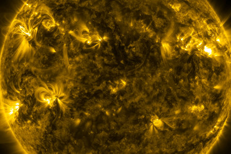 View of the sun through filters, 3D rendering computer graphics of the sun near. The star is the...