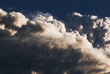 Eruption. Clubs of smoke and ash in the atmosphere.の写真素材