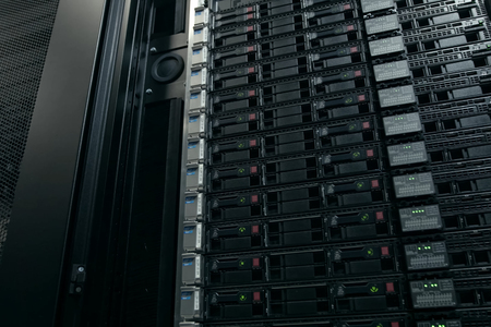 Luxembourg, Luxembourg - September 24, 2017: Equipment on the shelves is the data center. Server date centersのeditorial素材