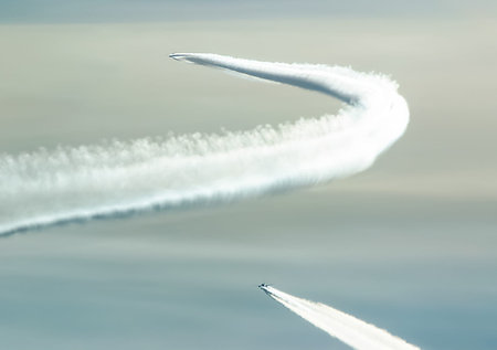 Condensation trail left by the aircraft during the flight.