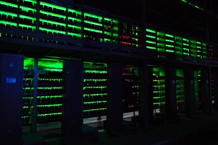 A mining farm, video cards and asiki mining farm.の写真素材