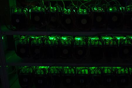 A mining farm, video cards and asiki mining farm.の写真素材