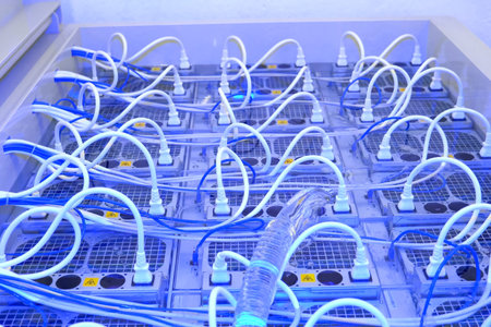Water cooling of the mining farm, equipment in liquid.