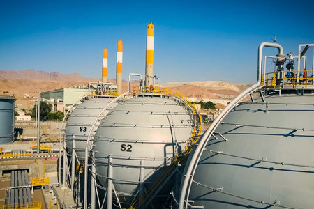 Refinery and storage facilities of oil and petroleum products. Oil products reservoirs.