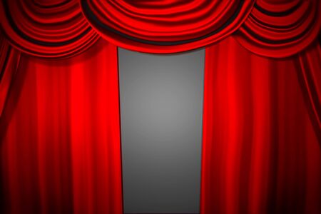 Theatre curtain and lighting on stage. Illustration of the curtain of the theater.の写真素材