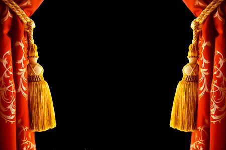 Theatre curtain and lighting on stage. Illustration of the curtain of the theater.の写真素材