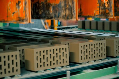 Brick production, hollow ceramic bricks factory. Brick production, bricks factory.