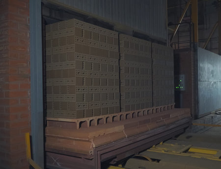 Transporting raw bricks to the roasting stove. Brickworks.