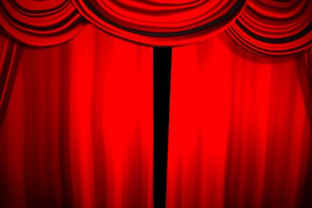 Theatre curtain and lighting on stage. Illustration of the curtain of the theater.の写真素材