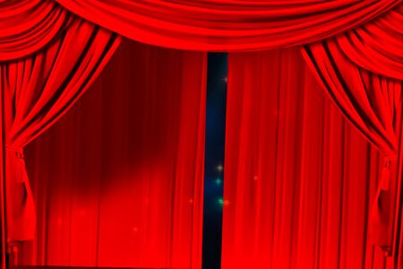 Theatre curtain and lighting on stage. Illustration of the curtain of the theater.の写真素材