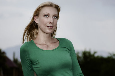 Pretty young woman outsideの写真素材