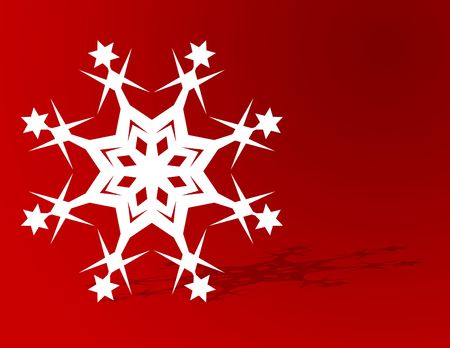 Christmas snowflake on red with plenty of copyspaceの写真素材