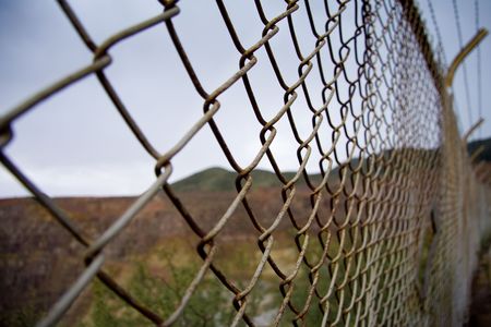 Desert border fenceの写真素材