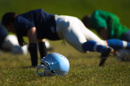Football players are doing training.の写真素材