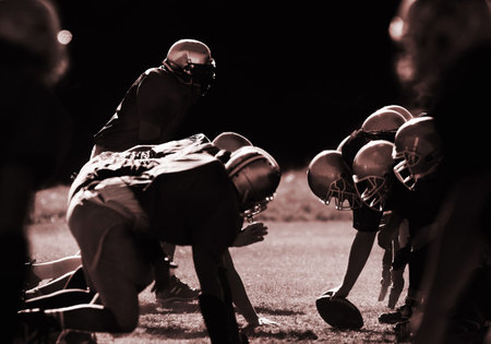 Football players are ready to start.の写真素材