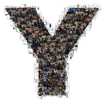 Letter Y photomosaic made of business photos of people. All the other letters of the ABC can be found in my protfolio - use the keyword photomosaic!の写真素材