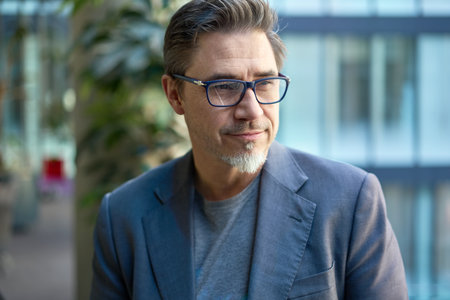 Middle aged businessman in business casualの写真素材
