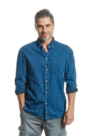 Casual older white man isolated on whiteの写真素材