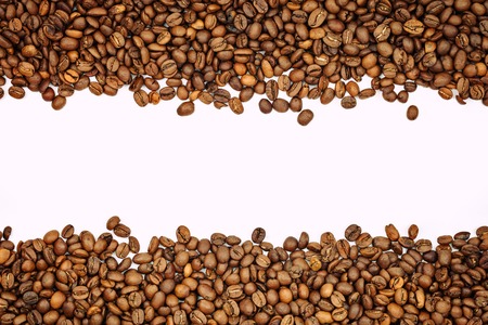 Coffee beans on a white background.の写真素材