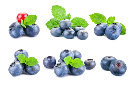 Fresh blueberries consists of different images.の写真素材