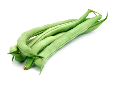 Fresh green beans on a white background.の写真素材
