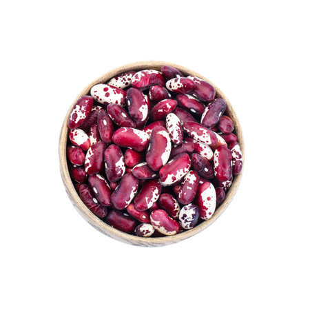 A plate of beans on white background.