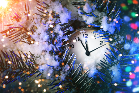 Merry Christmas and Happy New Year. A New Years background with New Year decorations.New Years card.の写真素材