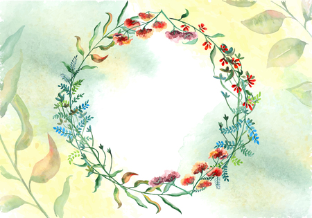 Greeting card made of watercolor flowers.のイラスト素材