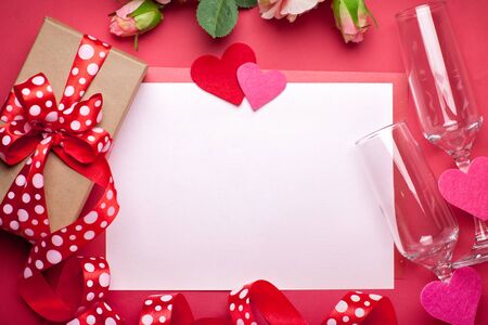 Valentines day composition, copy space for text. Selective focus.の写真素材