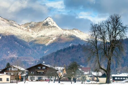 Beautiful view snow capped mountains, European beautiful winter mountains in Alps. Winter landscape.の写真素材