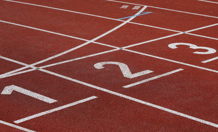 Numbers on running track の写真素材