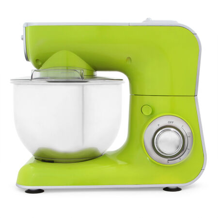 green electric mixer isolated on white backgroundの写真素材