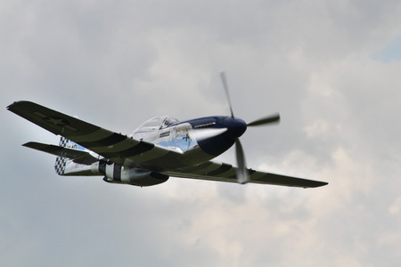 PARDUBICE, CZECH REPUBLIC - 1 June 2014: North American P-51 D Mustang aircraf in aviation fair and century air combats, Pardubice, Czech Republic on 1 June 2014のeditorial素材