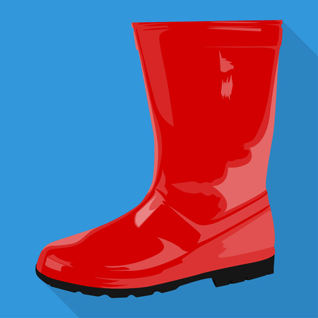 rubber boots woman shoes isolated flat icon redのイラスト素材