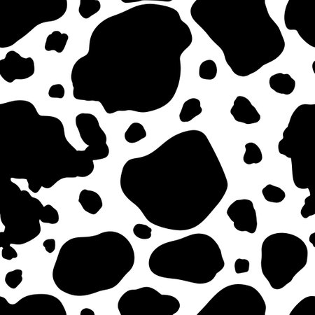 Cow Black Skin, Animal Print Seamless Patternのイラスト素材