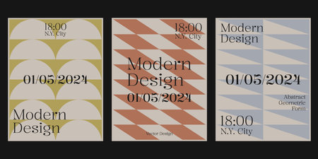 Modern Aesthetics Posters Collection. Swiss Vector Design. Mimimal Geometric Placards. Brochure,...
